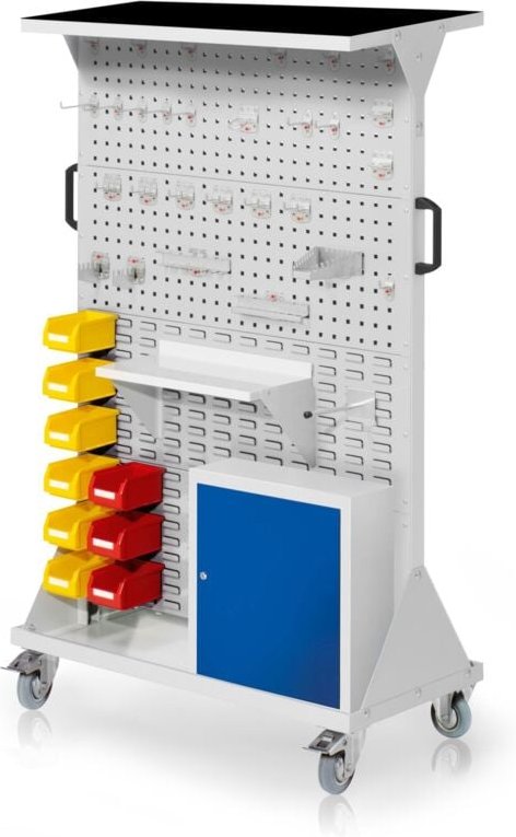 Kappes RasterMobil® mobiler Arbeitsplatzschrank Größe 4 1580x1000x500mm 4x Lochplatte 4x Schlitzplatte mit Auflageboden ...