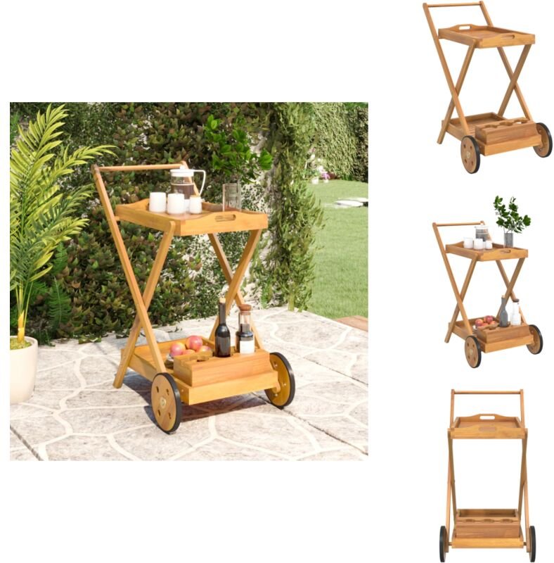 Teewagen 54x87x90 cm Massivholz Akazie - Teewagen - Holzküche - Servierwagen - Esstisch - Barwagen