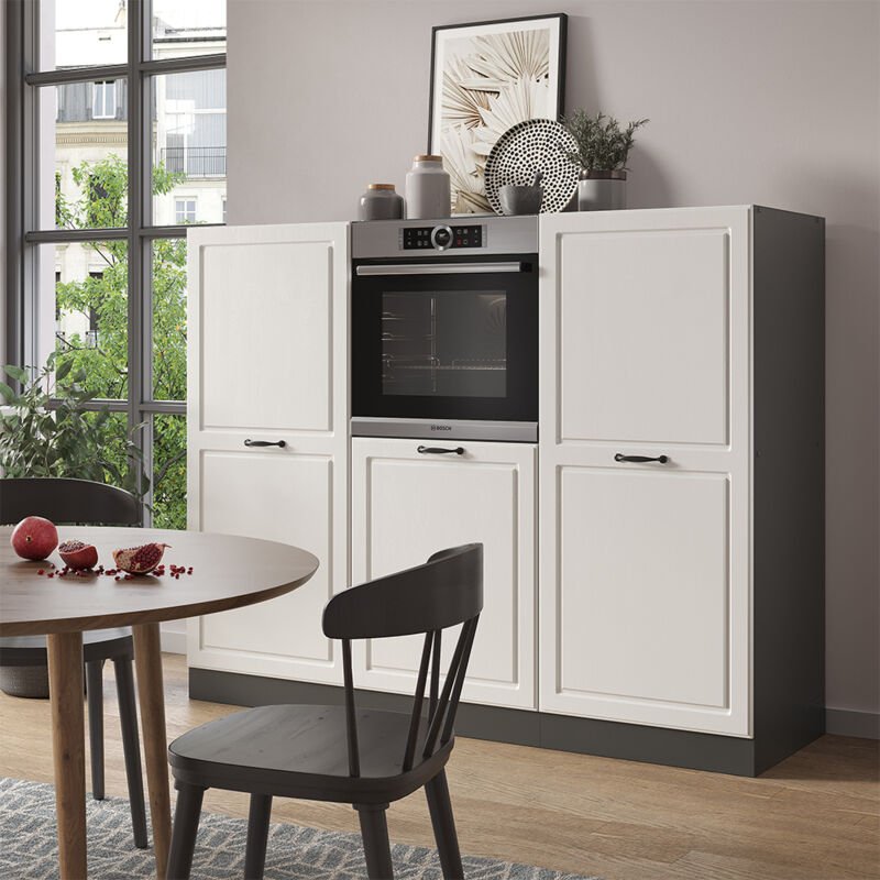 Vicco - Küchenblock R-Line, Weiß Landhaus/Anthrazit, 180 cm ohne Arbeitsplatte