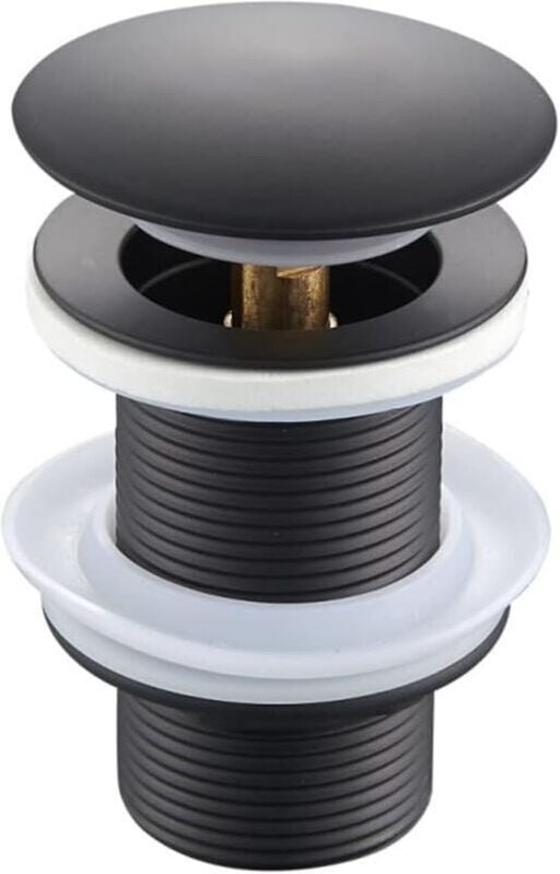 Pop-Up-Ablaufventil für Waschbecken, Ablaufgarnitur für Waschbecken (ohne Überlauf, schwarz), universelles Ablaufventil ...