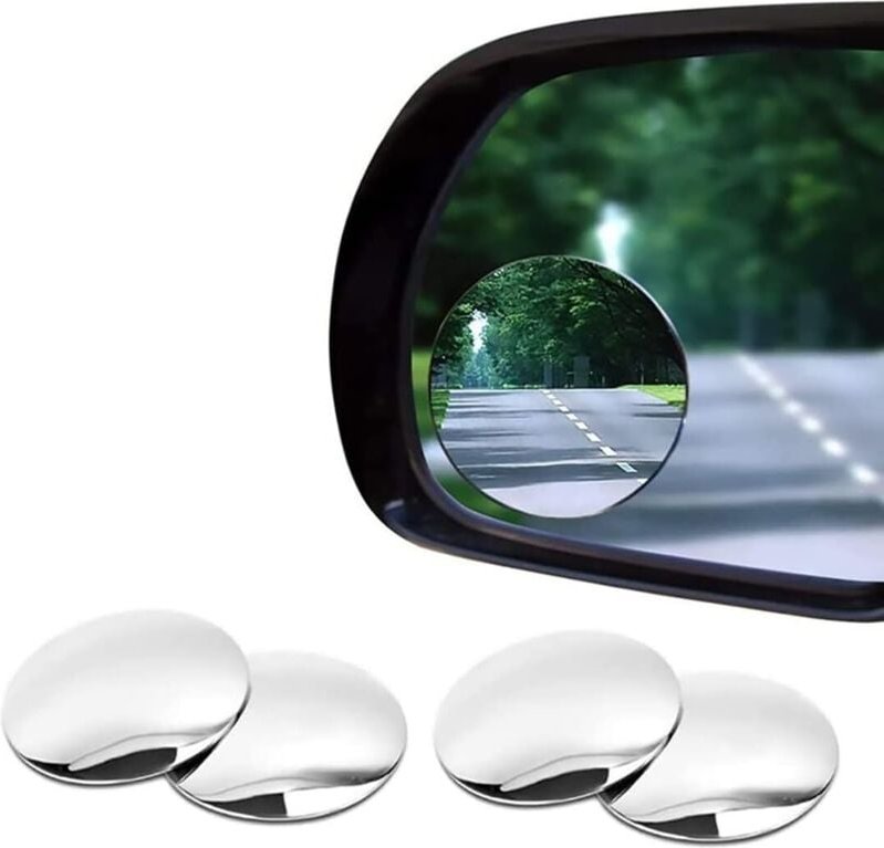 Paar (4 Stück) 360° drehbarer HD-Toter-Winkel-Spiegel, rahmenloser, runder HD-Glas-Rückspiegel, selbstklebend, konvex, f...