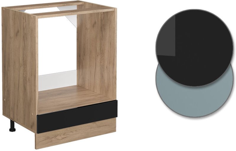 Thumbnail - Vicco - Herdumbauschrank R-Line, Schwarz Hochglanz, 60 cm , ap Eiche