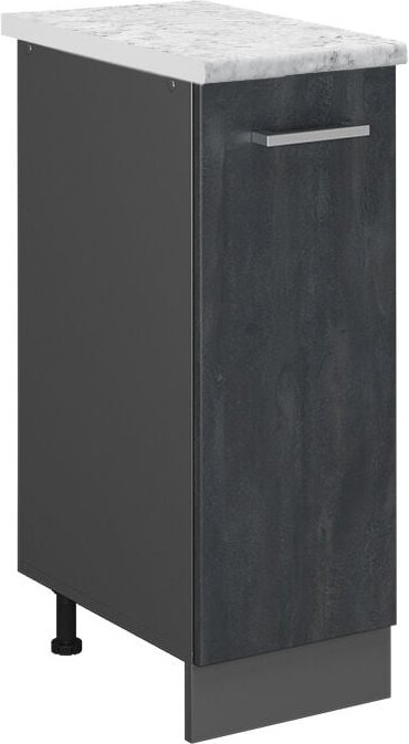Vicco - Apothekerunterschrank R-Line, Schwarz Beton, 30 cm ap Marmor