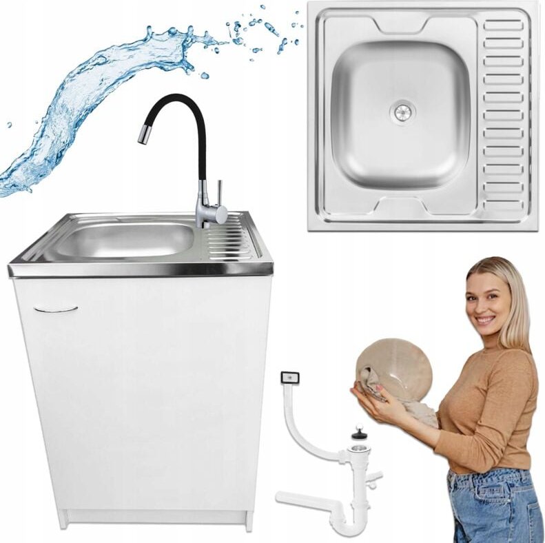 STAMAR Küchenunterschrank - 60x60 cm - Weiß - Elegantes Design - Feuchtigkeitsbeständig