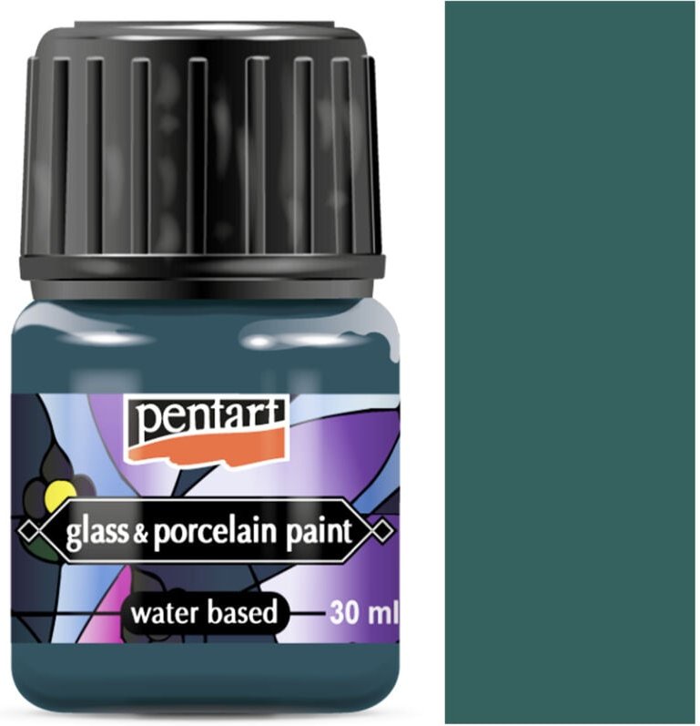 Farbe für Porzellan, Glas, Metall, Pentart TÜRKISGRÜN für Keramik 30 ml