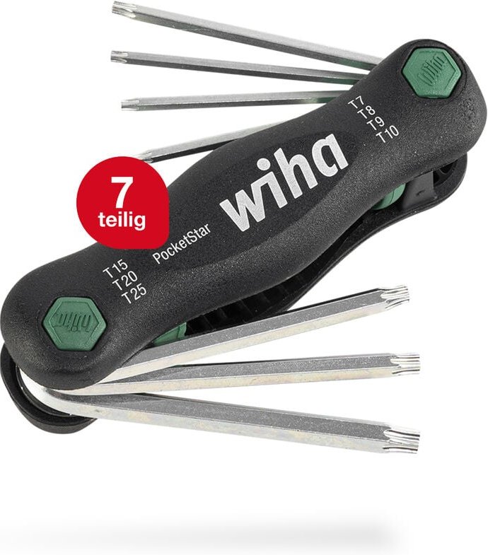 Multitool PocketStar® torx 7-tlg., per Tastendruck schneller Zugriff, als Längs- und Quergriff einsetzbar, all-in-one We...