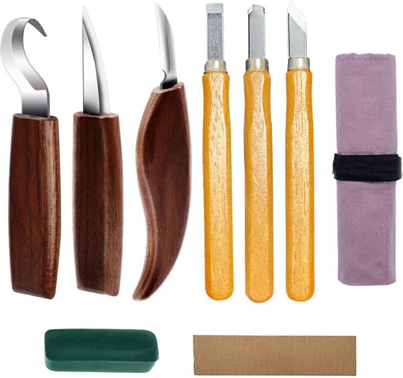 Shining house Holzschnitzwerkzeuge, Holzschnitzset, Werkzeuge, Holzschnitzmesser-Set mit Schnitzmesser, professionelle H...