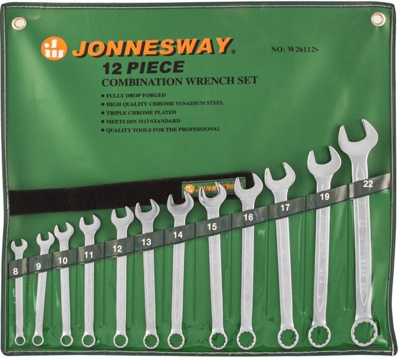 Jonnesway Tools W26112S - Maulschlüsselsatz (12 Stück, 8-22 mm)