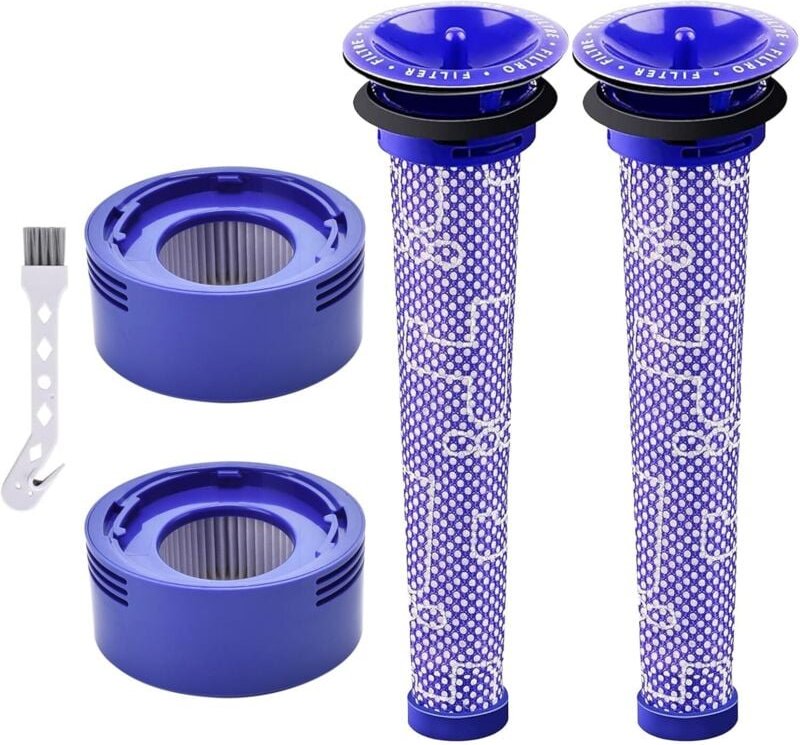 Filter-Ersatzset für kabellose Staubsauger Dyson V7, V8 Animal, V8 Absolute und SV10, 2 Nachfilter und 2 Vorfilter