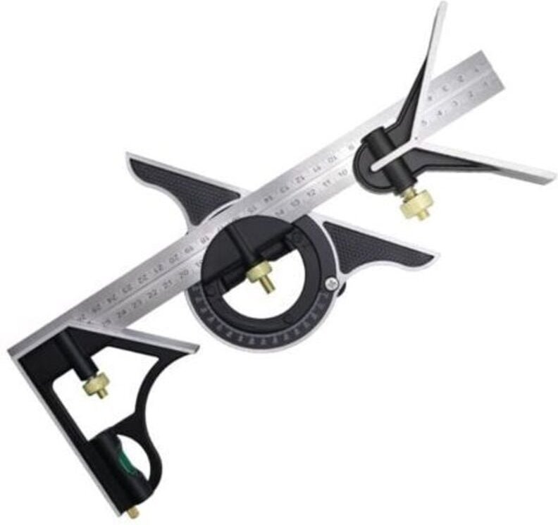 Mumu - Kombinationswinkel 300 mm, Zimmermannswinkel, Winkellineal aus Edelstahl, Kombinationswinkel mit Wasserwaage und ...