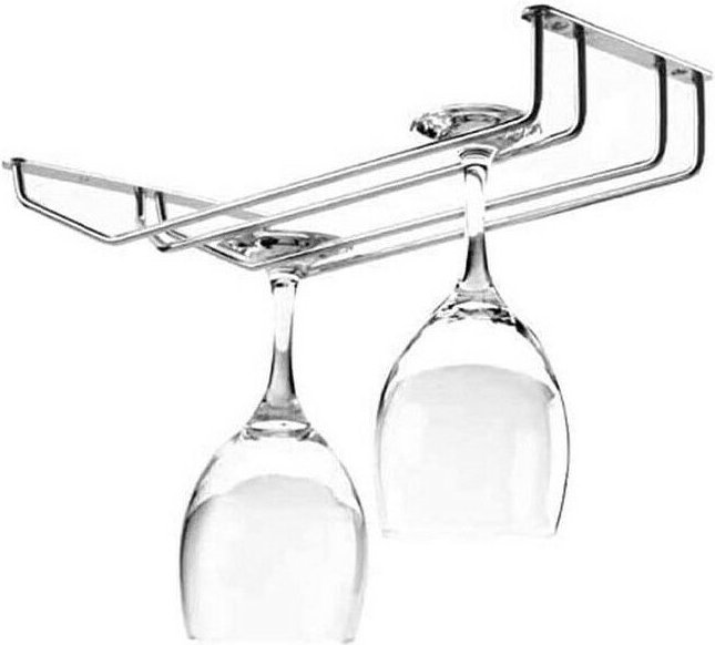 Doppelter Chrom-Aufhänger für Gläser, 34 x 20 cm.
