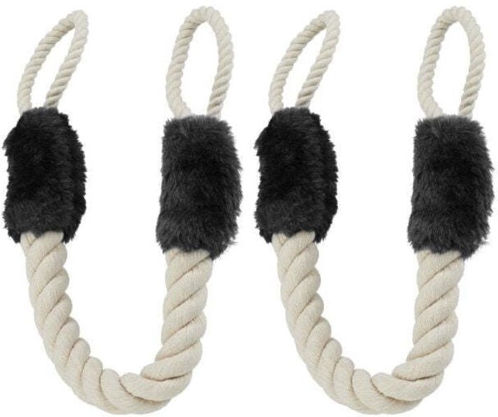 Set of 2 rope door stoppers in black