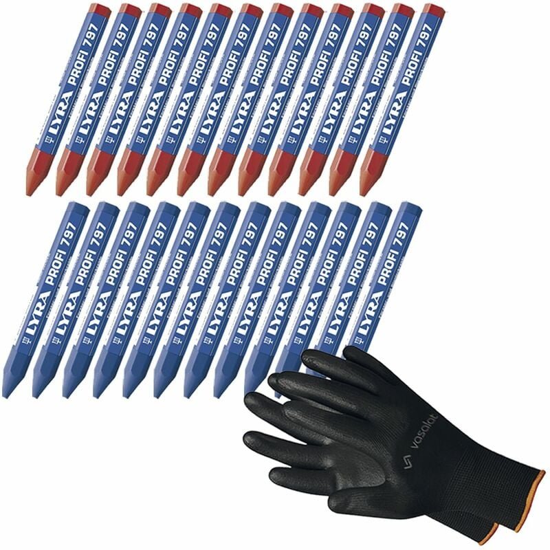 Vasalat - Forstkreide Set - 12x Kreide rot + 12x Kreide blau für Holz Markierung - Forst Zubehör Wald