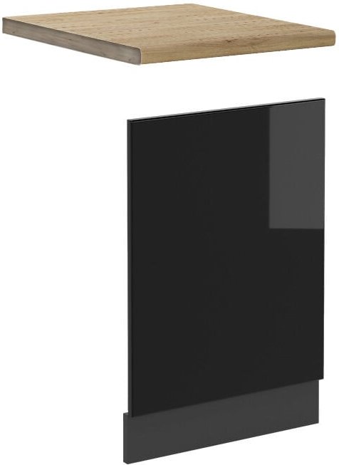 Vicco - Frontblende R-Line, Schwarz Hochglanz, 45 cm , ap Eiche