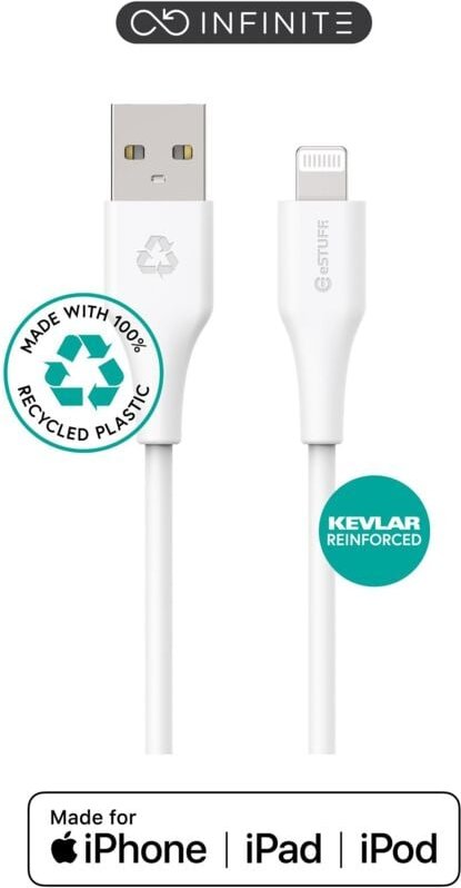 Infinite usb-a auf Lightning mfi Kabel 1m Weiß. Recycelt. Superweich, PVC-frei, ES601170 - Estuff