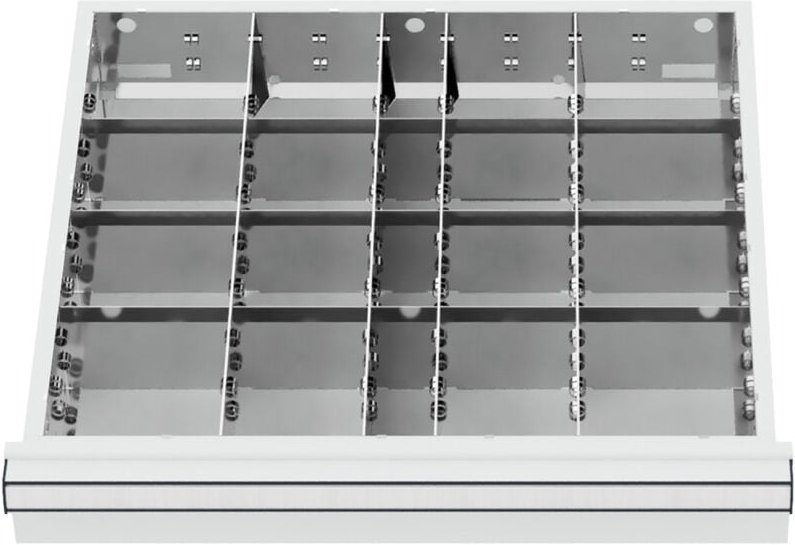 STIER Schubladeneinteilung Metalleinteilung BLH 100/125 mm Innenmaß 500x450 mm 20 Fächer 6 x TW 125