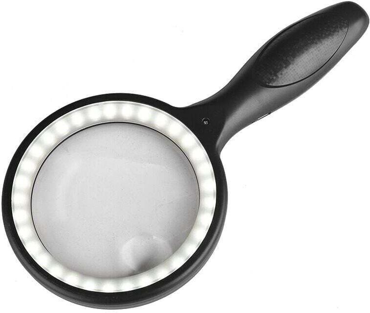 30-fache 60-fache Lupe mit 33 LED-Leuchten, LED-Lupe, Lupe auf Englisch – Mega-Leselupe, wiederaufladbare USB-Lupe, Lese...