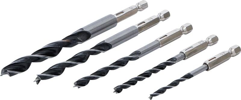 Holzbohrer-Satz 4 - 10 mm Sechskantantrieb 5-tlg.