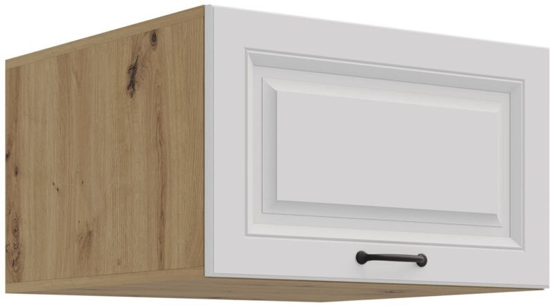 Aufsatzschrank Hochschrank 60 cm STILO Weiss + Eiche Artisan Küchenzeile Küchenblock Küche Landhaus