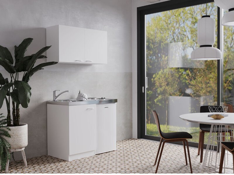 Küche Miniküche Singleküche Küchenzeile Pantry Weiß Levin 100 cm Respekta