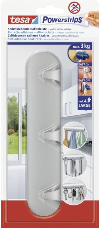 Tesa - Hakenleiste Powerstrip chrom Haushaltsklebeband & Klebehaken