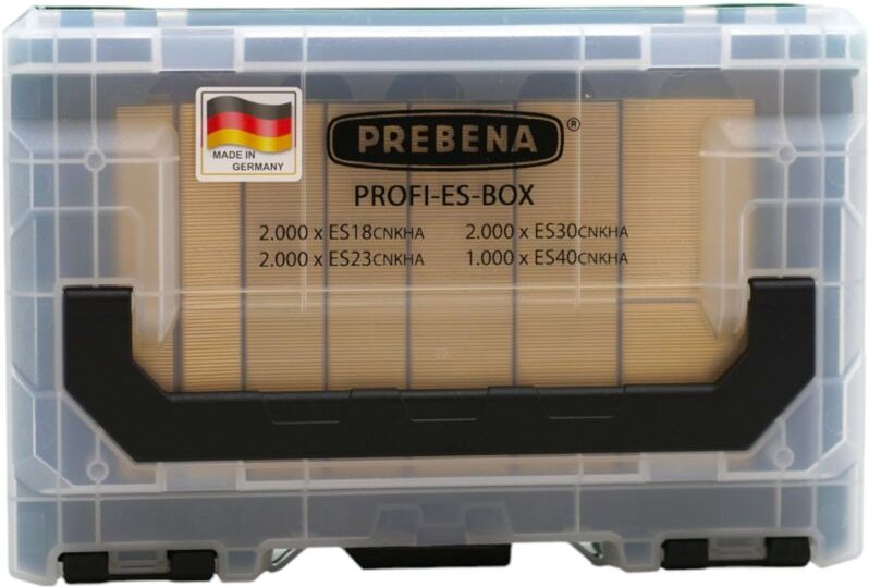 Profi-es-box Heftklammern Typ e 26 / 32 / 40 mm 7000 Stk. aus Stahl verzinkt geharzt - Prebena