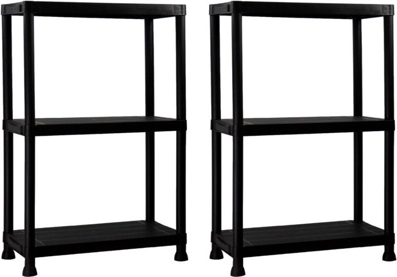 2er-Pack Harzregale mit 3 Böden, 75kg, 61x31x91cm, Thinia Home