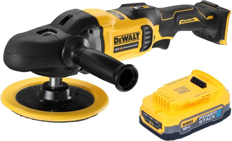 DeWalt DCM 849 N Akku Exzenter Poliermaschine 18 V 180 mm Brushless + 1x Powerstack Akku 1,7 Ah - ohne Ladegerät