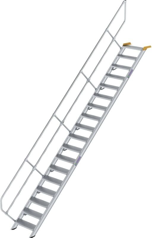 Günzburger Steigtechnik - Treppe 45° Stufenbreite 600 mm 18 Stufen Aluminium geriffelt - 600258