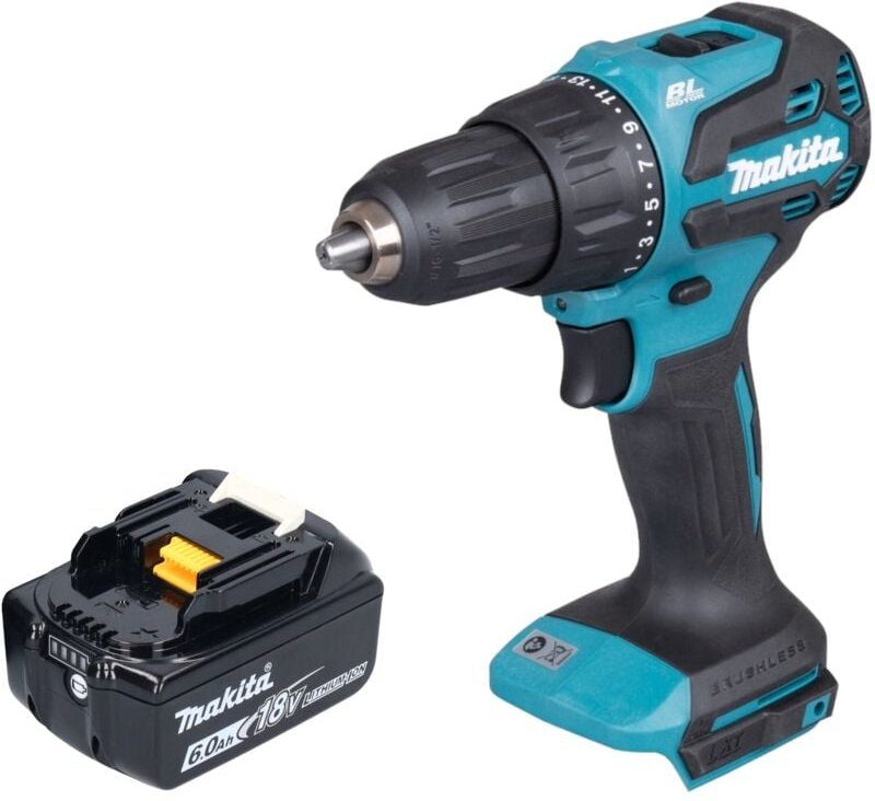 Makita DHP 490 G1 Akku Schlagbohrschrauber 18 V 65 Nm Brushless + 1x Akku 6,0 Ah - ohne Ladegerät