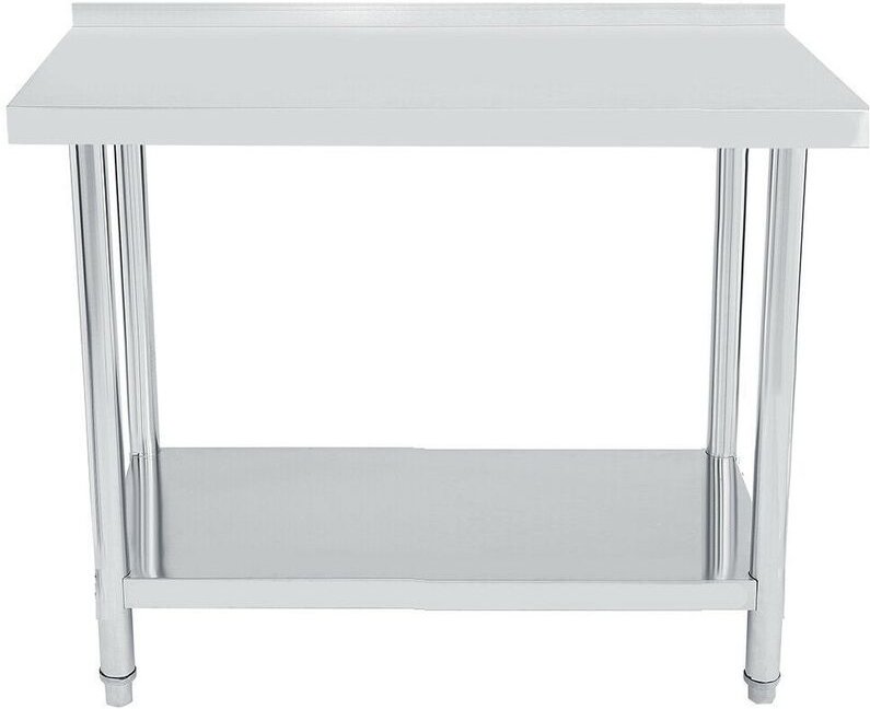 WT2448B Küche Arbeitstisch mit Aufkantung Verstellbare Füße Gastronomie Gastro Edelstahltisch Küchentisch 120x60cm Edels...