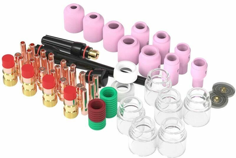 71 Stück Stubby Gaslinse Glasbecher O-Ringe Zangen Gasdüsen-Kit für WIG-Schweißbrenner WP-17/18/26, 71 Stück