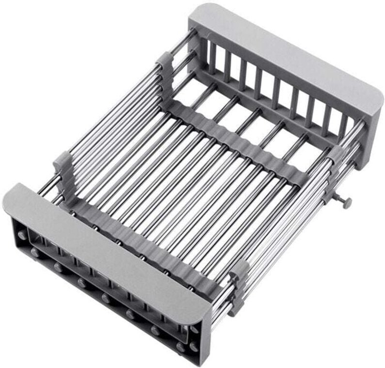 Gabrielle - Erweiterbarer Abtropfständer, Teleskop-Abtropfkorb aus Edelstahl, erweiterbarer Abtropfständer und Obstschal...