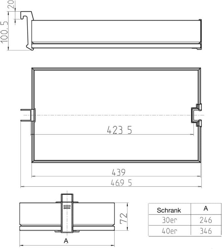 Dispensa-x anthrazit für Korpusbreite 300 mm, Korpusinnenhöhe 1600 - 2000 mm Apothekerauszug 100 kg Tragkraft mit arena ...