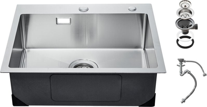 Mophorn - 55 cm Küchenspüle, Arbeitsstation, 304 Edelstahl-Spüle zur Aufstellung. Ein Einbau-Einzelbecken im Landhaussti...