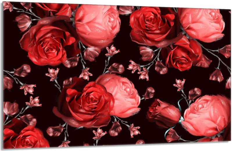 Glas-Herdplattenschutz 80x52 Rosen