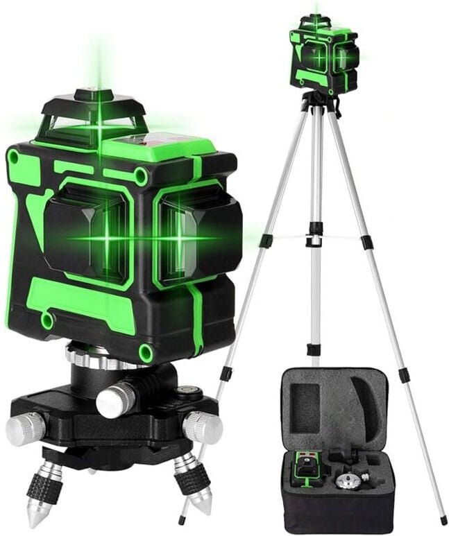 Grüner selbstnivellierender Laser 3x360°, 3D-Rotationslaser mit 12 Linien, selbstnivellierendes Laser-Level, höhenverste...