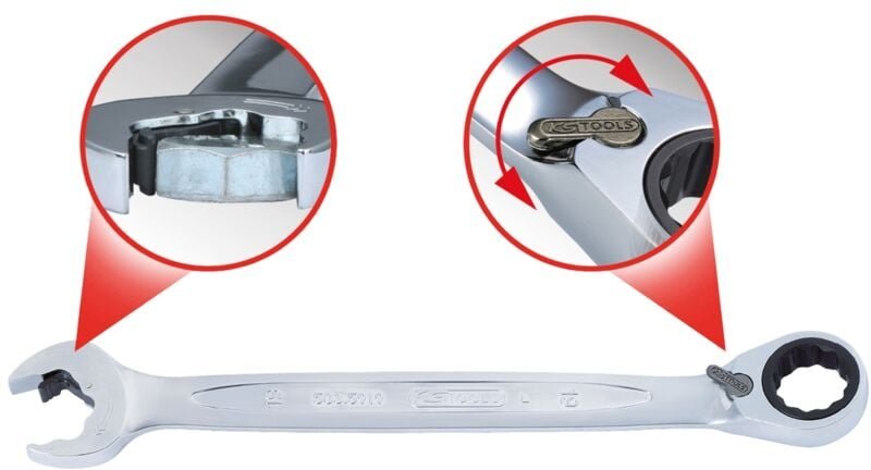 Ks Tools duo GEARplus Ringmaulschlüssel,Maul-Ratschenfunktion 32 mm, umschaltbar