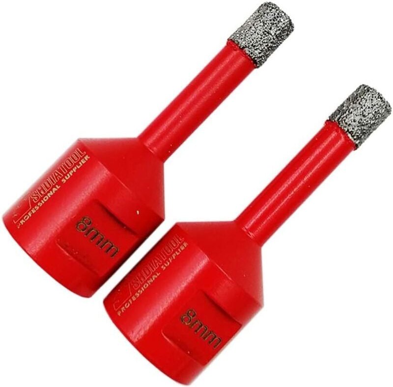 Ineasicer Diamantbohrer, 2 Stück, 8 mm Kernbohrer mit M14-Gewinde zum Trockenbohren in Porzellanfliesen, Granit, Marmor