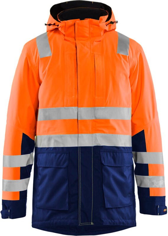 Thumbnail - Arbeitsparka Winter Hochsichtbarkeit 4495 - Neonorange/Navy L