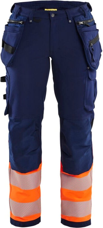 Hochsichtbarer Stretch-Arbeitshose Damen 4D 7193 - Marine/Orange S - FR(38) - SE(C36) - Normen
