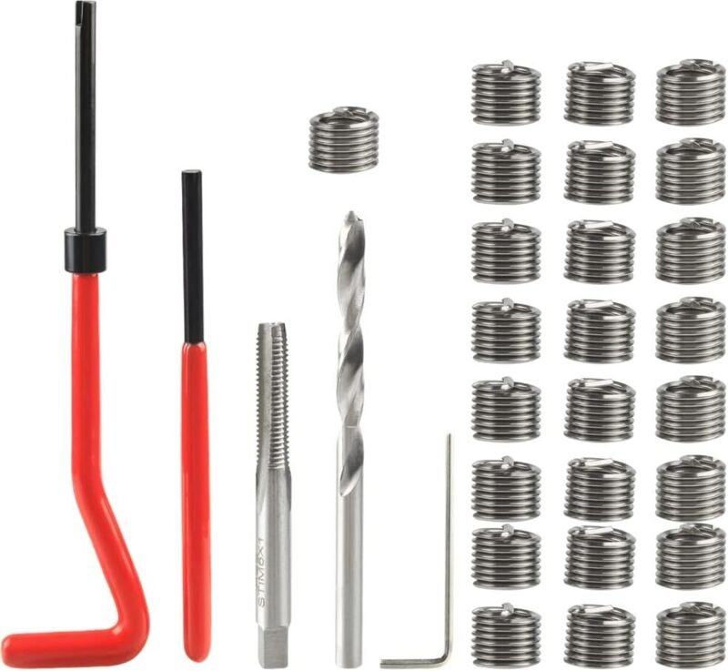 30-teiliges Gewindereparaturset, M6-Gewindeeinführwerkzeug, metrische Reparatur von abisolierten Gewinden, Kombinationsg...