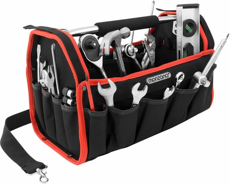 Monzana® Werkzeugtasche mit verstellbarem Schultergurt stabile Tragestange Innen und Außentaschen Montagetasche Werkzeug...