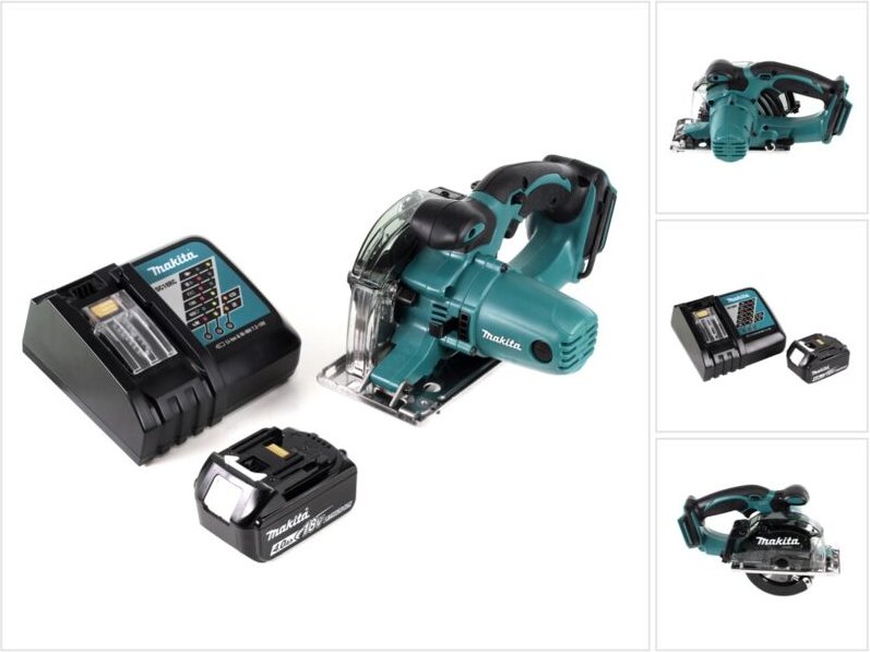 Makita DCS 552 RM1 18 V Akku Metall Handkreissäge 136 mm + 1x 4,0 Ah Akku und Ladegerät + Sägeblatt und Schutzbrille