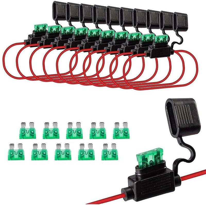 Thumbnail - Sicherungsadapter 12V-DC / 12 Awg Inline-Blade-Sicherungshalter 10 Stück wasserdichte Sicherung für 1-30A Automotive Re