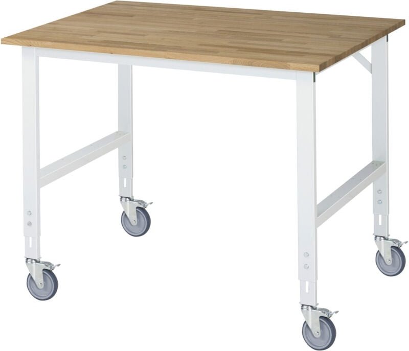 Fahrbarer Arbeitstisch Tom (4 lr), B1250xT1000xH910-1230mm, B-Platte-25mm - RAU