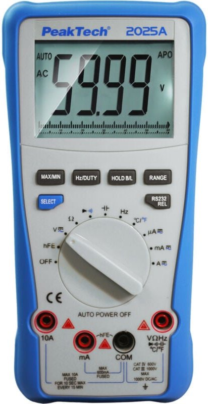 Peaktech - True rms Multimeter, p 2025 a, 1000 v ac/ dc, 10 a ac/ dc, usb