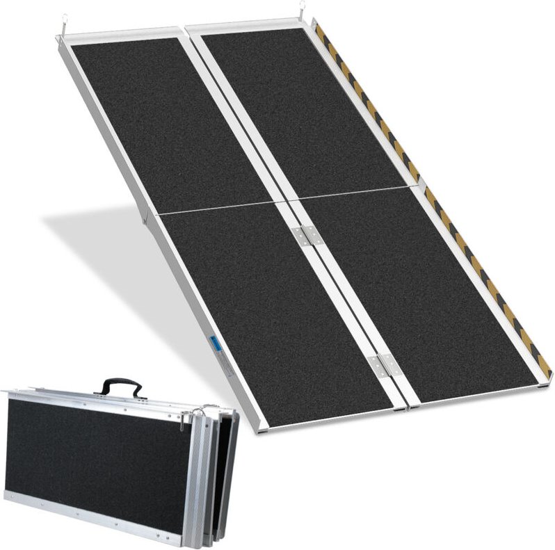 Vingo - swanew Rollstuhlrampe Rollirampe Kofferrampe Auffahrrampe Auffahrschiene 2x faltbar Aluminium 152cm bis 270kg