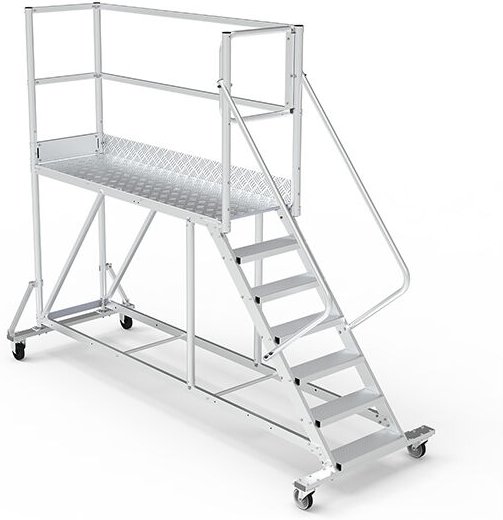 Mobile Plattform mit Geländer rechts und links + Sicherheitstür - Maximale Arbeitshöhe 3.20m - PTF206D-RSP