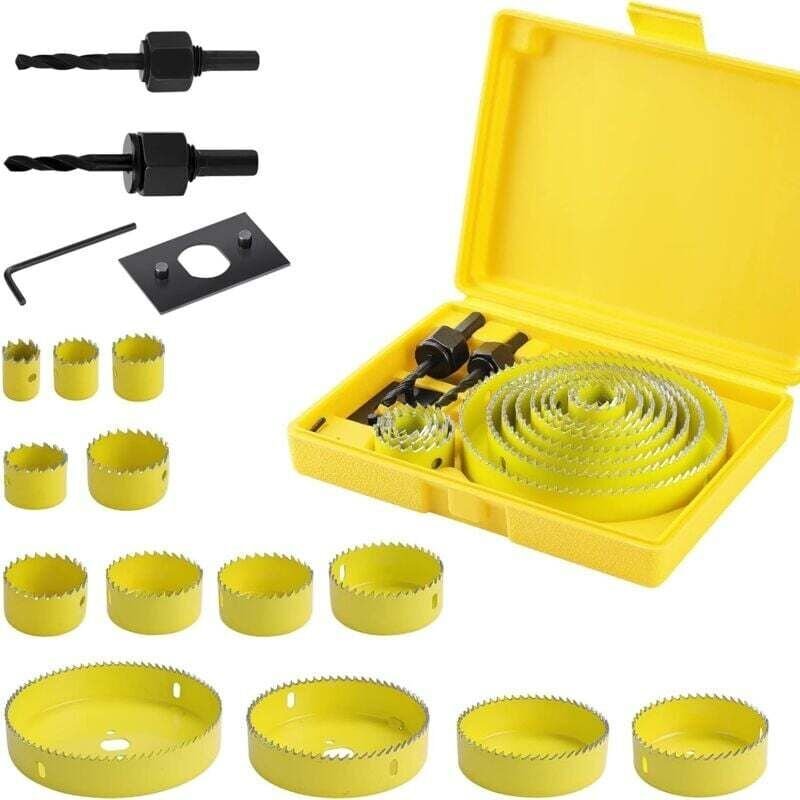Lochsägen-Set aus Karbonstahl, 16-teilig, 19–127 mm, für Holz, Gipskartonplatten, Kunststoff – Lochsäge und Kernbohrer -...